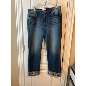 Driftwood Jeans with Embroidered Cuff Size 33 Stretchy